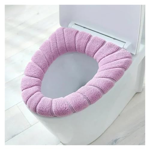 KJBDQQH Winter Toilettensitzauflage Halten Sie warm Closestool Mat Doppel Farbe Bad Zubehör Stricken O-Form Home Decor WC Sitzbezug(Pink) von KJBDQQH