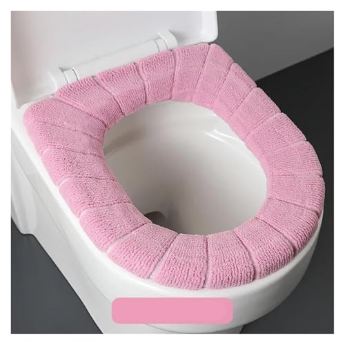 KJBDQQH Winter Toilettensitzauflage Universal-Toilettensitz, Hand-Kontrastkissen, Dicker Plüsch, O-förmiger Toilettensitz, Toilettendeckel mit Griff, Badezimmerzubehör(A PINK) von KJBDQQH