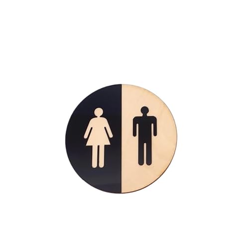 Toilettenzeichen 1 stücke 3d Spiegel Oberfläche Wand Aufkleber Runde Wc Tür Zeichen Männer Frauen Holz Waschraum WC Spiegel Wand Signage(Color01,20x20cm) von KJBDQQH