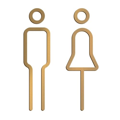 Toilettenzeichen Schwarz Gold Farbe Wc Zeichen Platte Messing Waschraum Tür Wand Label Aufkleber Wc Halter Signage Board(Gold) von KJBDQQH