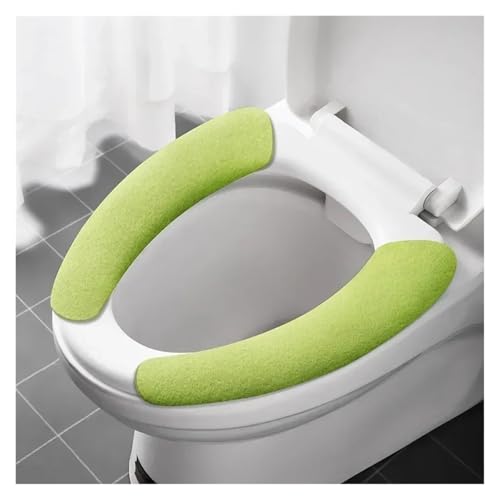 Winter Toilettensitzauflage 2 Paar wiederverwendbare warme Flanell-Toilettenaufkleber-Toilettensitzbezüge, waschbare Toilettensitzfüllung, Badezimmermatte, Sitzbezug, universell(Routine-green) von KJBDQQH