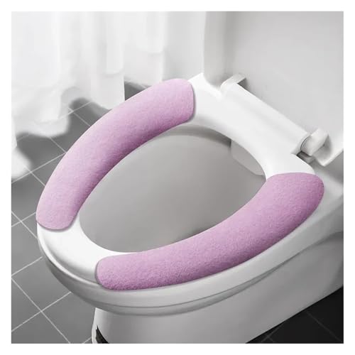 Winter Toilettensitzauflage 2 Paar wiederverwendbare warme Flanell-Toilettenaufkleber-Toilettensitzbezüge, waschbare Toilettensitzfüllung, Badezimmermatte, Sitzbezug, universell(Routine-purple) von KJBDQQH