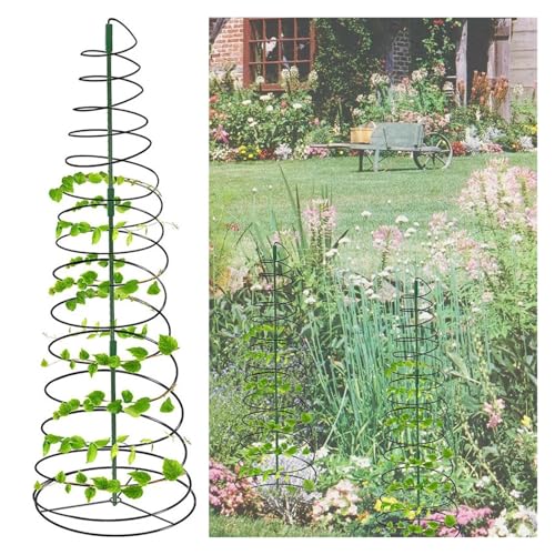 tomatenkäfig Pflanzenstütze Spiralständer Wiederverwendbare Blumen- und Gemüsekletter-Metallerbsen-Spalier Grün tomatenkäfig Pflanzenstütze Spiralständer Wiederverwendbare Blumen- und Gemüsekletter-Metallerbsen-Spalier Grün von KJBDQQH