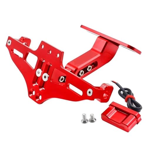 Einstellbar Mit Licht Motorrad-Lizenz Nummernschild Halter Halterung FÜR MOTO GUZZI BREVA750 2004-2009 BREVA 750 2022 2023(Rot) von KJCDSLFCSD