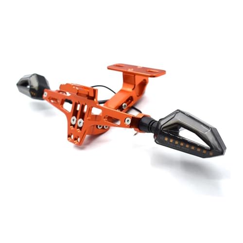 Für MT01 MT03 MT07 MT09 FZ07 FZ09 MT10 MT25 FZ1 FZ8 Motorrad Kennzeichen Halterung CNC Aluminium Legierung Mit Licht(Orange) von KJCDSLFCSD