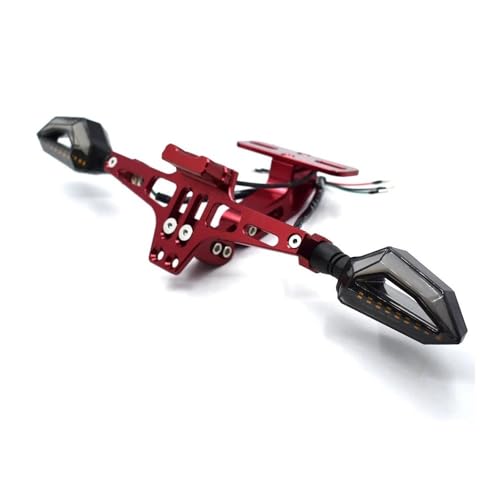 Motorrad Kennzeichen Halterung CNC Aluminium Legierung Mit Licht Für NC700X CB500X CB650F CB1000R PCX125 PCX150 CBR650F CB650F(Rot) von KJCDSLFCSD