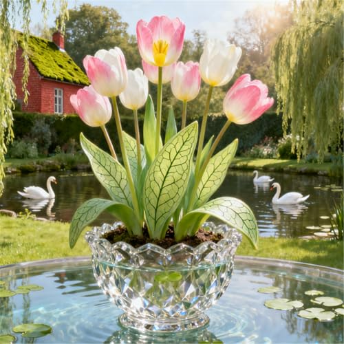 KJERTIZCVB Seltene Tulpen/winterharte mehrjährige Gartendekoration/Balkonblumenspiegel gestalten-15 PCS-C von KJERTIZCVB