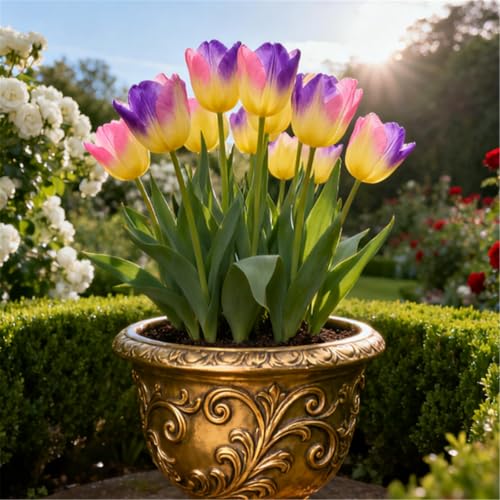 KJERTIZCVB Seltene Tulpen/winterharte mehrjährige Gartendekoration/Balkonblumenspiegel gestalten-6 PCS-E von KJERTIZCVB