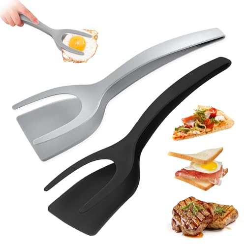 KJG Spiegelei Wender, 2 in 1 Spatula, Pfannenwender, Pfannkuchenwender, Pfannenwender Kunststoff, Pfannenwender Silikon, Hohe Temperaturbeständigkeit, Spatel Zum Pfannkuchen, Steak, Fisch Und Ei (B) von KJG