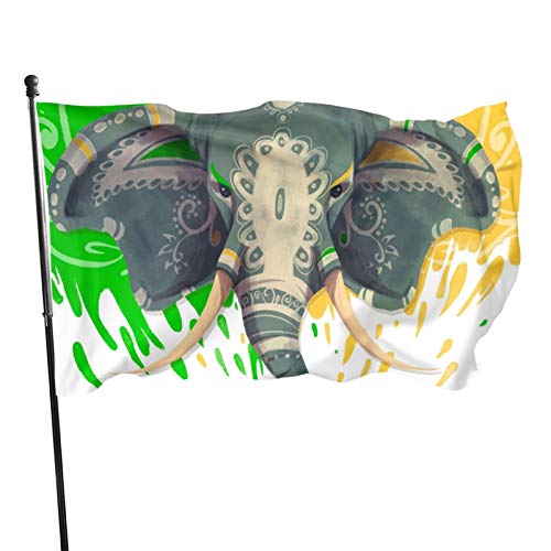 KJHBVND Gartenflagge Elefant Mandala Hof Haus Outdoor Dekoration Flaggen Banner für Terrasse Rasen 90 x 150 cm von KJHBVND