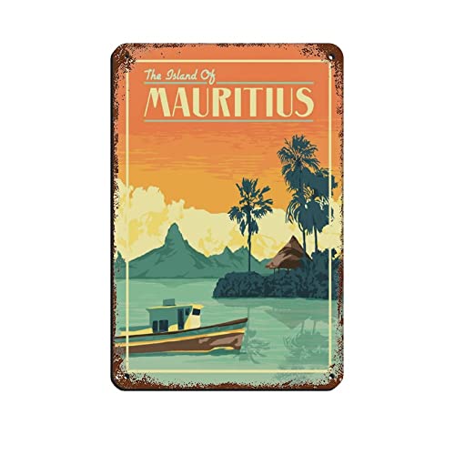 KJHBVND Mauritius Vintage Reiseposter Retro Poster Metall Blechschild Retro Eisen Gemälde für Bar Mann Höhle Cafe Familie Garage Poster Wanddekoration 20,3 x 30,5 cm von KJHBVND