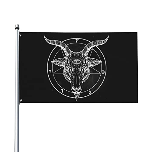 KJHBVND Pentagramm-Baphomet, dekorative Gartenflagge, 90 x 150 cm, langlebig und lichtbeständig, für den Innen- und Außenbereich, Rasen, Garten, Hof, Banner, klassische Flagge von KJHBVND