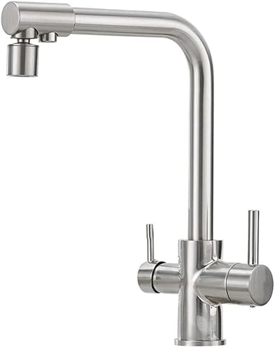 KJHONG Wasserhahn Küche 3-Wege-Messing 3-in-1 Warm- und Kaltwassertrinken 360° drehbare Multifunktionsspüle - Chrom von KJHONG