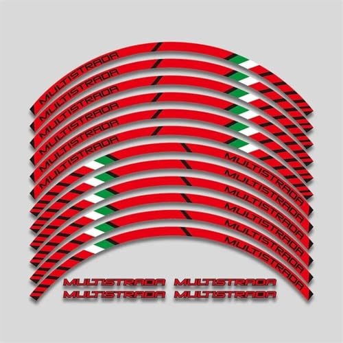 KJHOPY Magnetische Aufkleber Motorrad-Felgenaufkleber Reflektierende Felgenaufkleber wasserdichte Motorradaufkleber Für Ducati Für MULTISTRADA 1260 1200/S 950 V2 V4(Style 6) von KJHOPY