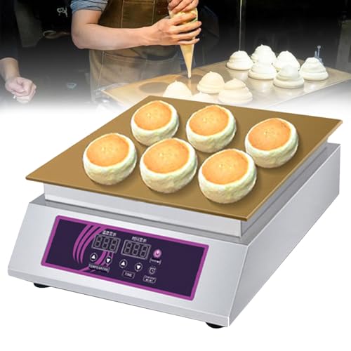 Elektrische Soufflémaschine, Kommerzielle Dorayaki Pfannkuchen Souffle Maker Maschine, Temperaturbereich: 0-260°, mit Edelstahlabdeckung (SingleHead) von KJHYYPP