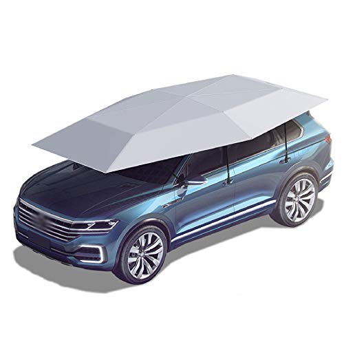 Halbautomatischer Carport, mobiler Carport, Faltbarer Auto-Sonnenschutz zum Schutz des Autos vor Wind und Staub, grau (Grey) von KJHYYPP