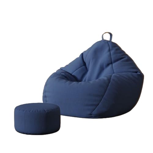 KJHYYPP Lazy Sitzsack-Stuhl, Sitzsack-Gaming-Stuhl, bequem, hautfreundlich, für Innen- und Außengärten, Gelb/39,37 x 43,3 Zoll (Dark Blue) von KJHYYPP