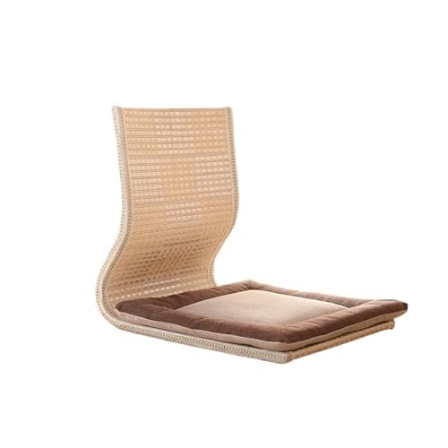 KJHYYPP Tragbarer Bodenstuhl, Rattan geflochtene Rückenlehne Stuhl Tatami Stuhl Bett Sitz Schlafsaal Schlafzimmer Lazy Chair Beinloser Stuhl, Erker Fenster Stuhl Teestube Schlafzimmer (d) von KJHYYPP