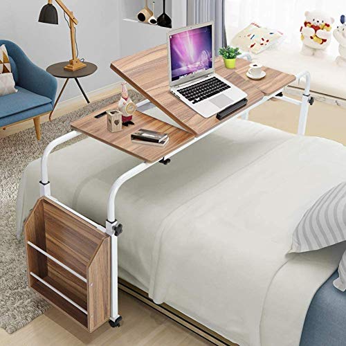 KJHYYPP Überbetttisch, Verstellbarer Betttisch, rollender mobiler Computer-/Laptop-Schreibtisch für zu Hause, Überbettwagen-Aufbewahrungsschreibtisch (A) von KJHYYPP