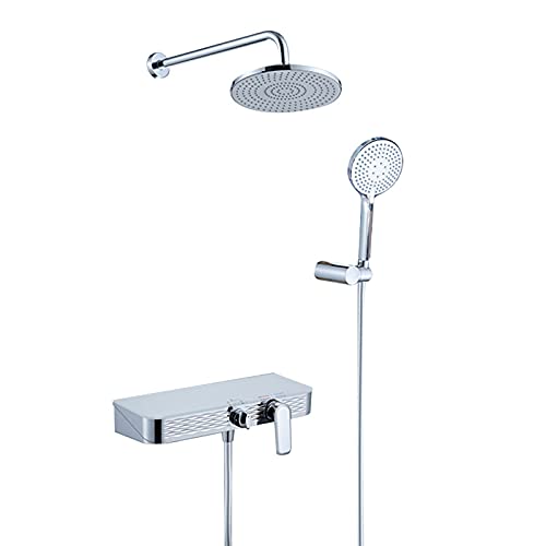 3-Wege-Regenmischer-Duschkombinationsset Wandmontiertes Duschsystem mit Regenduschkopf, Handbrause und Wannenauslaufhahn, Chrom(Chrome) von KJJFIPCXP