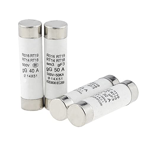 5PCS lange Abdeckung 14X51 Keramiksicherung 32A 40A 50A 63A Schmelzsicherung for RT18 R016 14 * 51 Sicherungskern(63A) von KJJFIPCXP