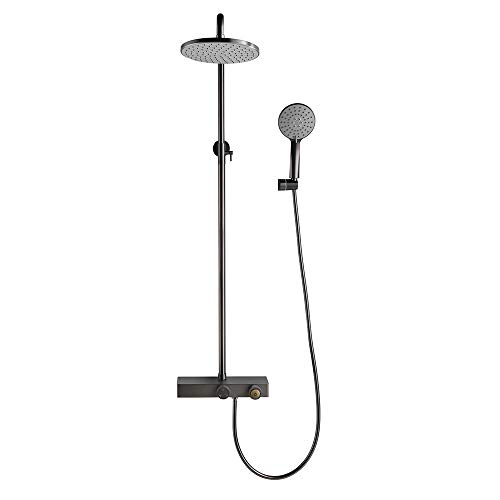 Expose Duscharmatur-Set mit Ablagefläche, Messing-Regenmischer-Duschkombi-Set Wandmontiertes Hochdruck-Duschsystem mit Multifunktions-Handbrauseköpfen Expose Duscharmatur-Set mit Ablagefläche, Messing-Regenmischer-Duschkombi-Set Wandmontiertes Hochdruck-Duschsystem mit Multifunktions-Handbrauseköpfen von KJJFIPCXP