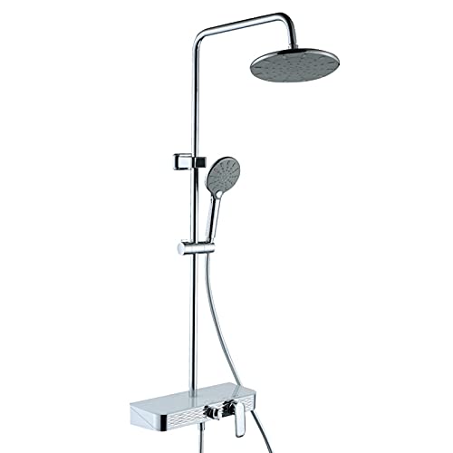 Freiliegendes Duschsystem Wandmontierter Dreifachfunktions-Badezimmer-Duschhahn mit Hochdruck-Regendusche und Handbrause, Chrom(Chrome) von KJJFIPCXP