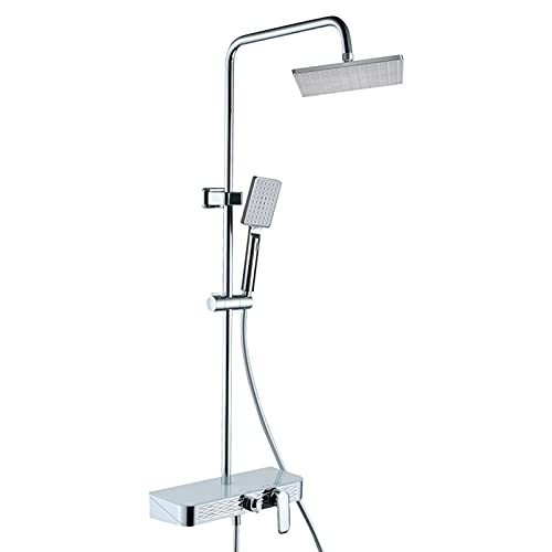 Freiliegendes Duschsystem Wandmontierter Dreifachfunktions-Badezimmer-Duschhahn mit Hochdruck-Regendusche und Handbrause, Chrom(Chrome a) von KJJFIPCXP