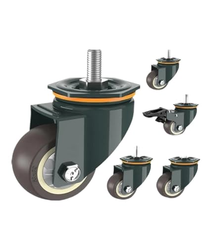KJJFIPCXP 1 Stück 4 Zoll M10/M12/M14/M16/M20 Schraube Universalrad mit Bremsgummiwelle Lenkrolle Stille Maschine Einzellast 140KG(M10- with Brakes) von KJJFIPCXP