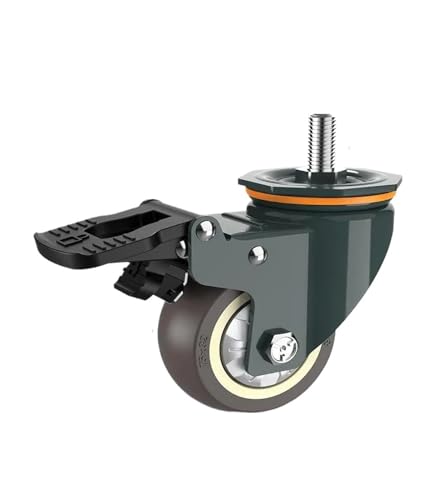 KJJFIPCXP 1 Stück 5 Zoll M10/M12/M14/M16/M20 Schraube Universalrad mit Bremsgummiwelle Lenkrolle Stille Maschine Einzellast 150KG(M10- with Brakes) von KJJFIPCXP