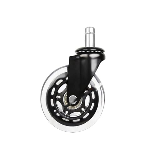 KJJFIPCXP 2,5/3 Zoll Caster Bürostuhl M10/M11 Leise Lenkrolle PU Lenkrolle Starkes Lager Transparentes Rad Schwarz(3 Inch-10-22mm) von KJJFIPCXP