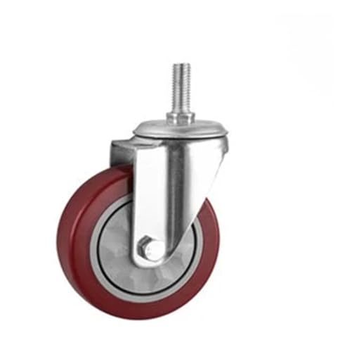 KJJFIPCXP 4 Teile/los 3 Zoll/4 Zoll/5 Zoll Medium Maroon Caster Flache Bremse Universal Roller Stille Anti-Wicklung Lager PVC(M12x30 Universal,5 Inch) von KJJFIPCXP