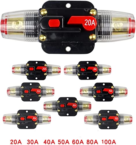 KJJFIPCXP Automatische Schaltkreis Breker1 zurücksetzen 2v-24v 20a 30a 40a 50a 60a 80a 100a DC Stereo Audio Breaker Reset Fuse Wechselrichter zurücksetzen(20A) von KJJFIPCXP