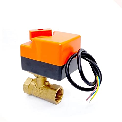 KJJFIPCXP Ventil 1/2" 3/4" 1" 2" Elektrischer Kugelhahn aus Messing, motorisierter Kugelhahn, 3-adriger 2-Wege-Steuerung, elektrischer Kugelhahn mit manuellem Schalter(12vdc,0.75 Inch) von KJJFIPCXP