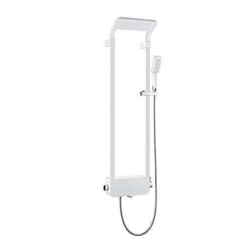 Luxuriöses Regenduschsystem, an der Wand montiertes Duschkombinationsset, Hochdruck-Duschkopf, Handbrauseset mit Regenduschkopf, Handbrause, Mischbatterien for die Badewanne, Weiß(Bianco) von KJJFIPCXP