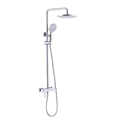 Regenduschsystem-Set mit Badewannenfüller, verstellbares Messing-Duschset mit Regenduschkopf und Handbrause, for Zuhause, Hotel und Fitnessstudio,Schwarz(Chrome) von KJJFIPCXP