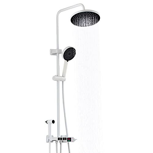 Regenduschsystem Thermostatische, höhenverstellbare Duscharmaturen-Sets mit Badewannenfüller und Bidetarmaturen, Regenduschkopf und Handbrause Regenduschsystem Thermostatische, höhenverstellbare Duscharmaturen-Sets mit Badewannenfüller und Bidetarmaturen, Regenduschkopf und Handbrause von KJJFIPCXP