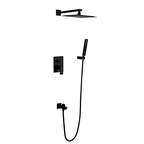 Regenmischer-Duschkombinationsset, wandmontiertes 3-Wege-Duschsystem mit Regenduschkopf, Handbrause und Wannenauslauf, 20,3 cm(10inch) von KJJFIPCXP
