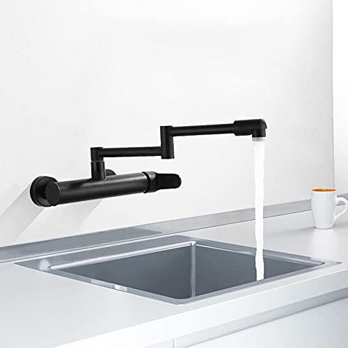 Schwarz Wandmontage Spülbecken Wasserhahn Rotation Folding Messing heißes und kaltes Wasser Doppelloch Rost Anti-Leck-Küchenarmaturen-A(C) von KJJFIPCXP