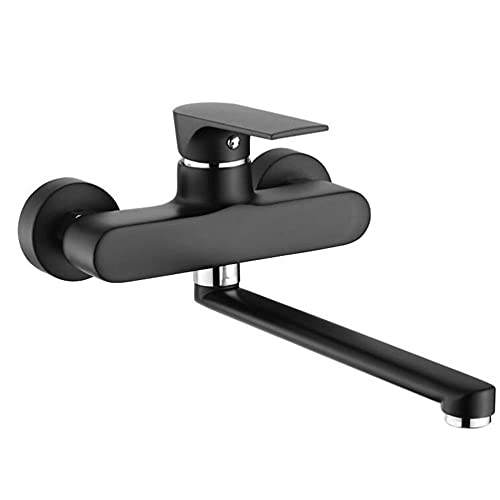 Schwarzer an der Wand befestigter Küchenarmatur 360 ° -Drehung for heißes und kaltes Wasser, Doppelloch-Messing-Wäschehahn Schwarzer an der Wand befestigter Küchenarmatur 360 ° -Drehung for heißes und kaltes Wasser, Doppelloch-Messing-Wäschehahn von KJJFIPCXP