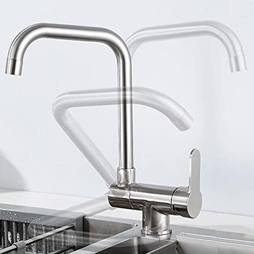 Spülbecken-Mischbatterie Messing-Rotations-Küchenarmaturen, die im Fenster klappen, Warmwasser- und Kaltwasser-Mischbatterie for Küchenspüle-Schwarz-Dual-Modus(Black-single mode) von KJJFIPCXP