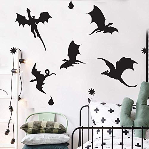 Drachen Silhouette Wandtattoo Dinosaurier Wald Thema Kinderzimmer Dekoration Drachen Vogel Vinyltapete Beweglichen Tier Wandbild von KJKL