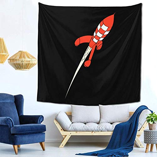 KJKL Tim Und Struppi Destination Moon Rocket Tapisserie Tagesdecke Tim Und Struppi Adventures Wandtuch Polyester Picknickdecke Neuheit von KJKL