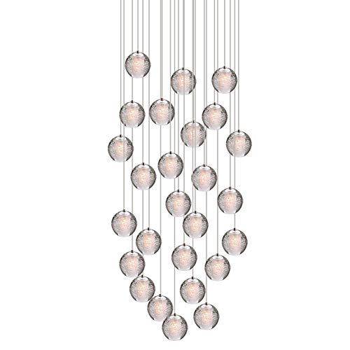 KJLARS Pendelleuchte LED Moderne Pendellampe Kristall Hängeleuchte Höheverstellbar Hängelampe Kronleuchter geeignet für Wohzimmer Esstisch, Treppe, Schlafzimmer Deckenleuchte (26 Bälle Round shape) von KJLARS