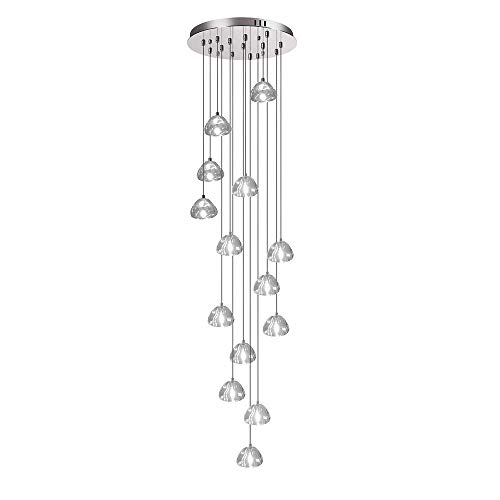 KJLARS Pendelleuchte LED Moderne Pendellampe Hängeleuchte Höheverstellbar Kronleuchter geeignet für Wohzimmer Esstisch, Treppe, Schlafzimmer Deckenleuchte Hängelampe (14 Lights-T) von KJLARS