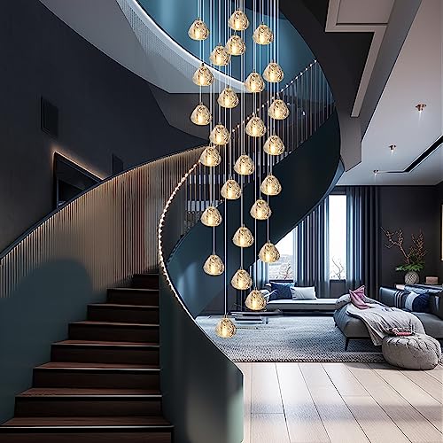 KJLARS Pendelleuchte LED Moderne Pendellampe Kristall Lustre Goutte Hängeleuchte Höheverstellbar Hall Escalier G4 Ampoules für Wohzimmer Esstisch Treppe Schlafzimmer (26 lumières) von KJLARS
