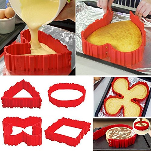 Kuchenformen Nonstick 4PCS Silikon Backform Bake Snake Tortenring Verstellbar Magic Bake - Entwerfen Sie Ihre Kuchen Kuchenformen Nonstick 4PCS Silikon Backform Bake Snake Tortenring Verstellbar Magic Bake - Entwerfen Sie Ihre Kuchen von KJLM
