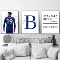Set Aus Drei Personalisierten Wandaufklebern | Mason Mount Fußball Drucke von KJLPrints