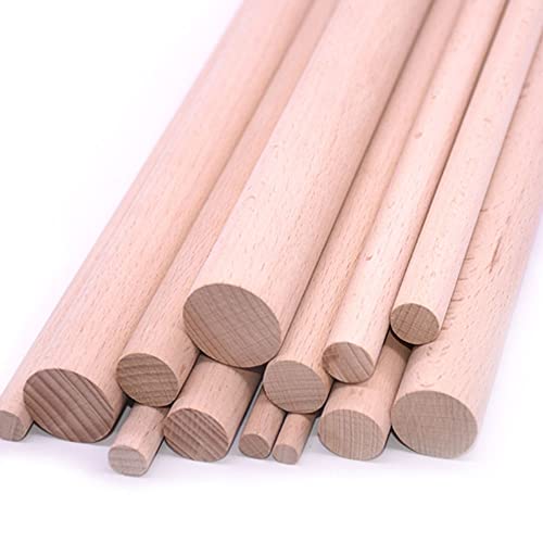 10 Stück Holzdübelstangen Holzstäbe Holzdübel for Basteln - unbehandelte runde Hartholzstäbe(2.5 * 10cm) von KJOLWHCQ