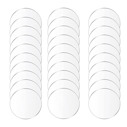 30 Stück transparente runde Acrylplatten, Dicke 3 mm, Durchmesser 20–50 mm, geeignet for Bemalen von Untersetzern und for Heimwerkerarbeiten(Diameter 40mm) von KJOLWHCQ